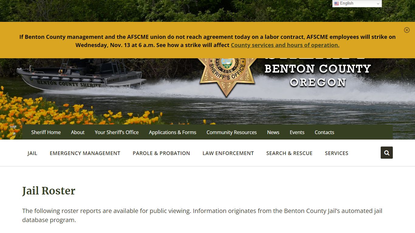 Jail Roster - Benton County Sheriff's Office, Oregon