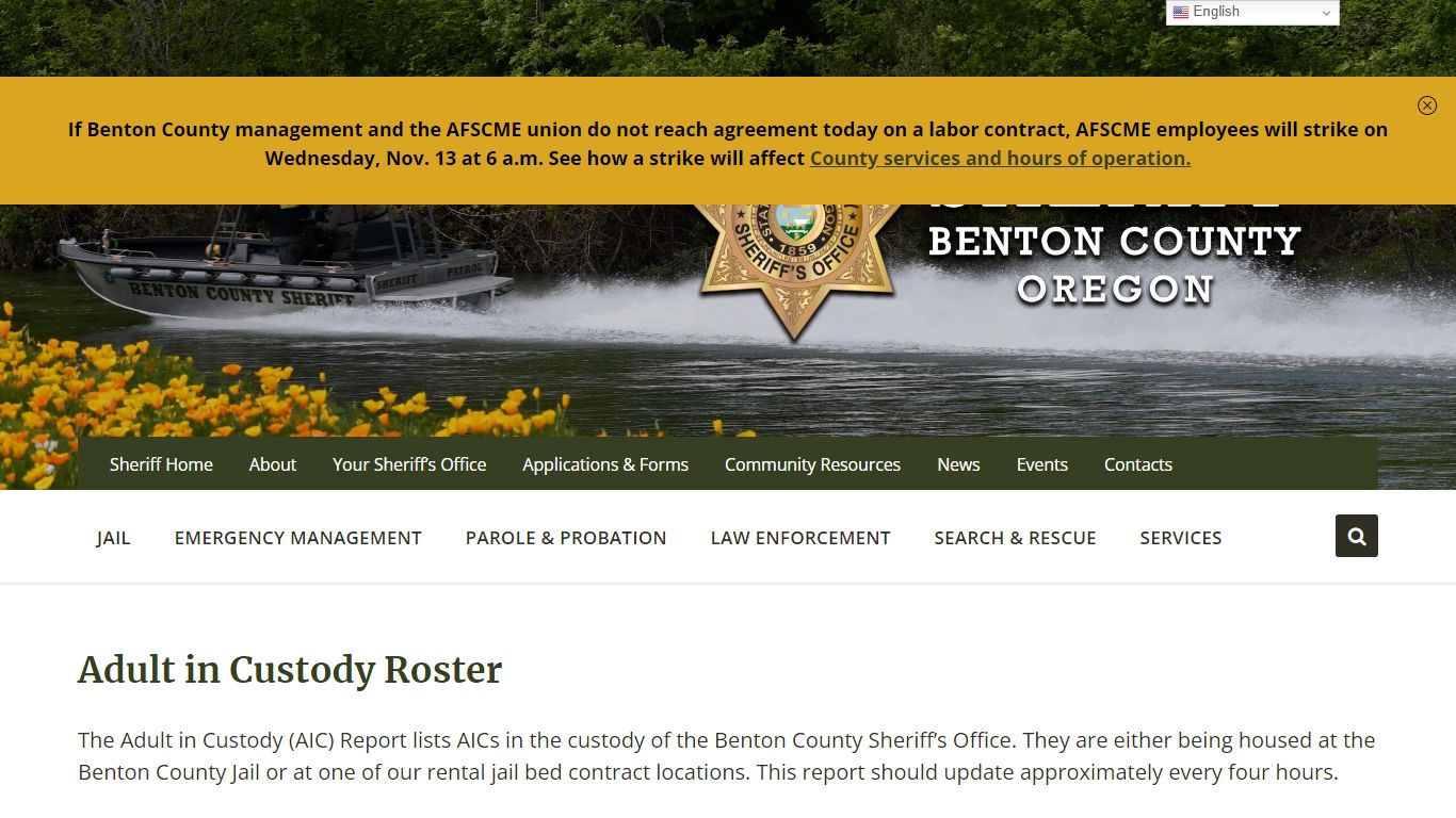 Adult in Custody Roster - Benton County Sheriff's Office, Oregon